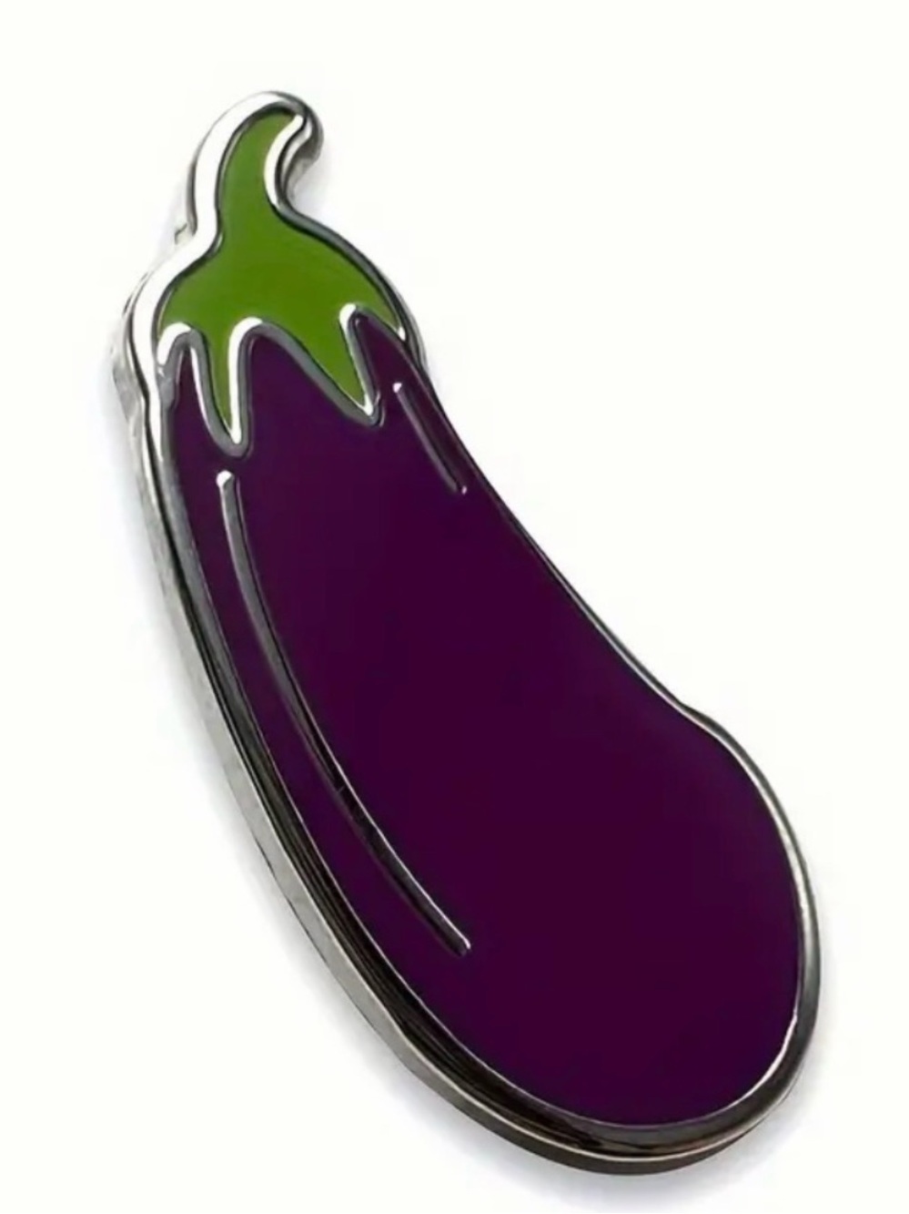 Eggplant emoji- Enamel pin--a silly goose accessory!